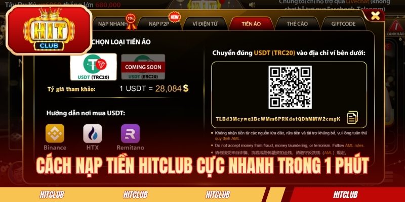 Cách nạp tiền HITCLUB cực nhanh trong 1 phút